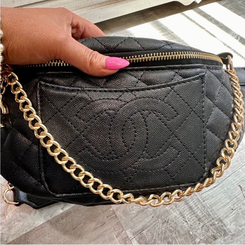 CHANEL Black Quilted Belt Bag with Gold Accents - Picture 7 of 7